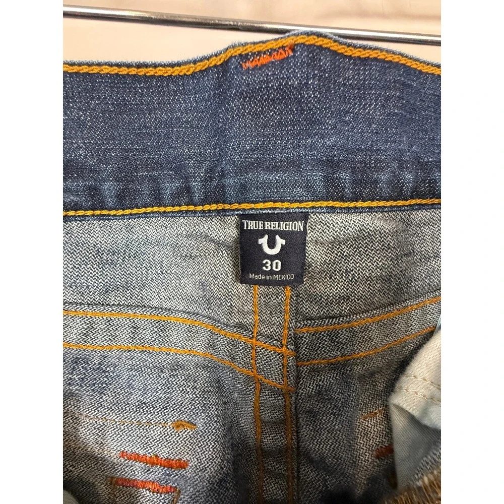 True Religion Rocco Relaxed Skinny Jeans Mens 30 Blue Indigo Flap Pocket Denim‎